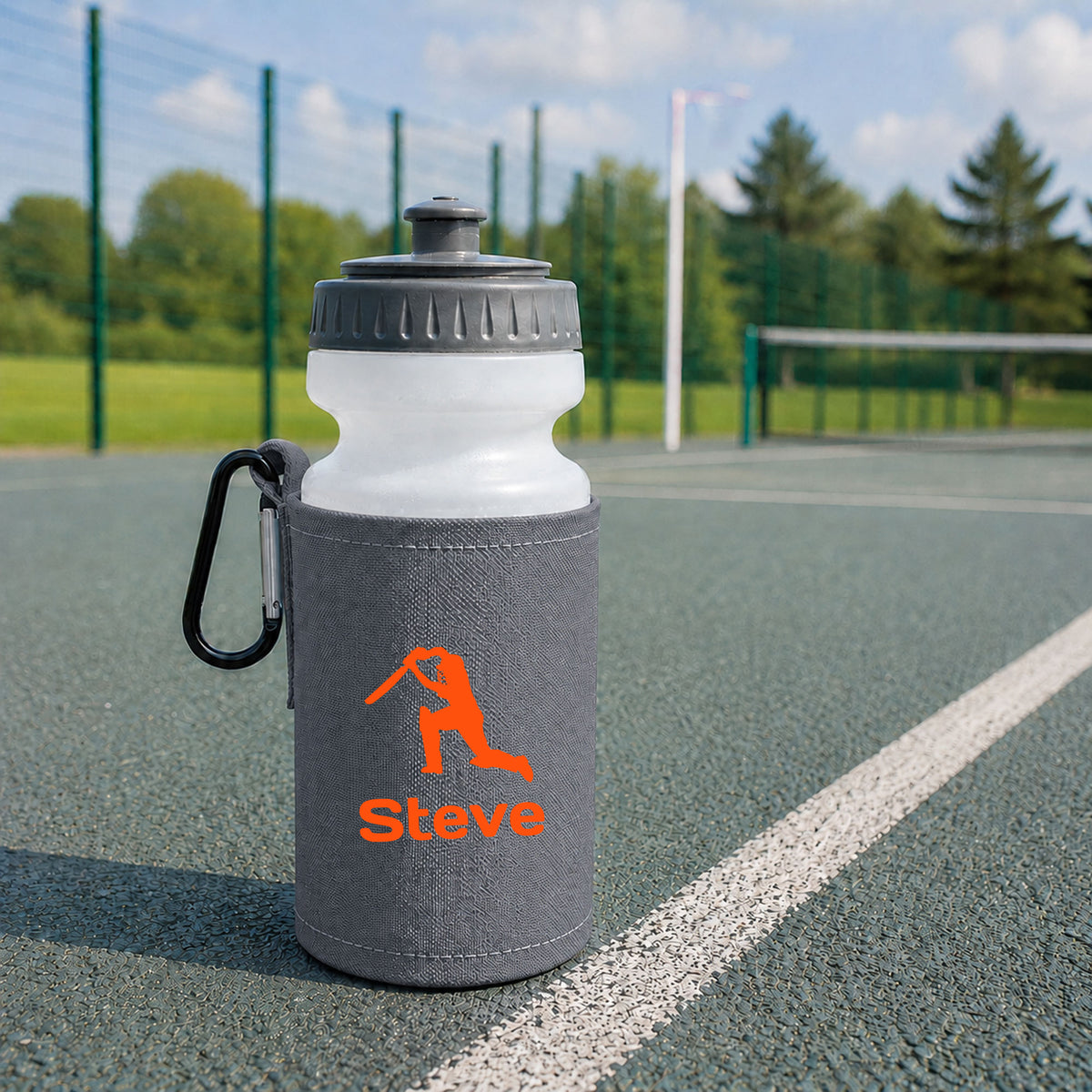 Grey Water Bottle & Holder