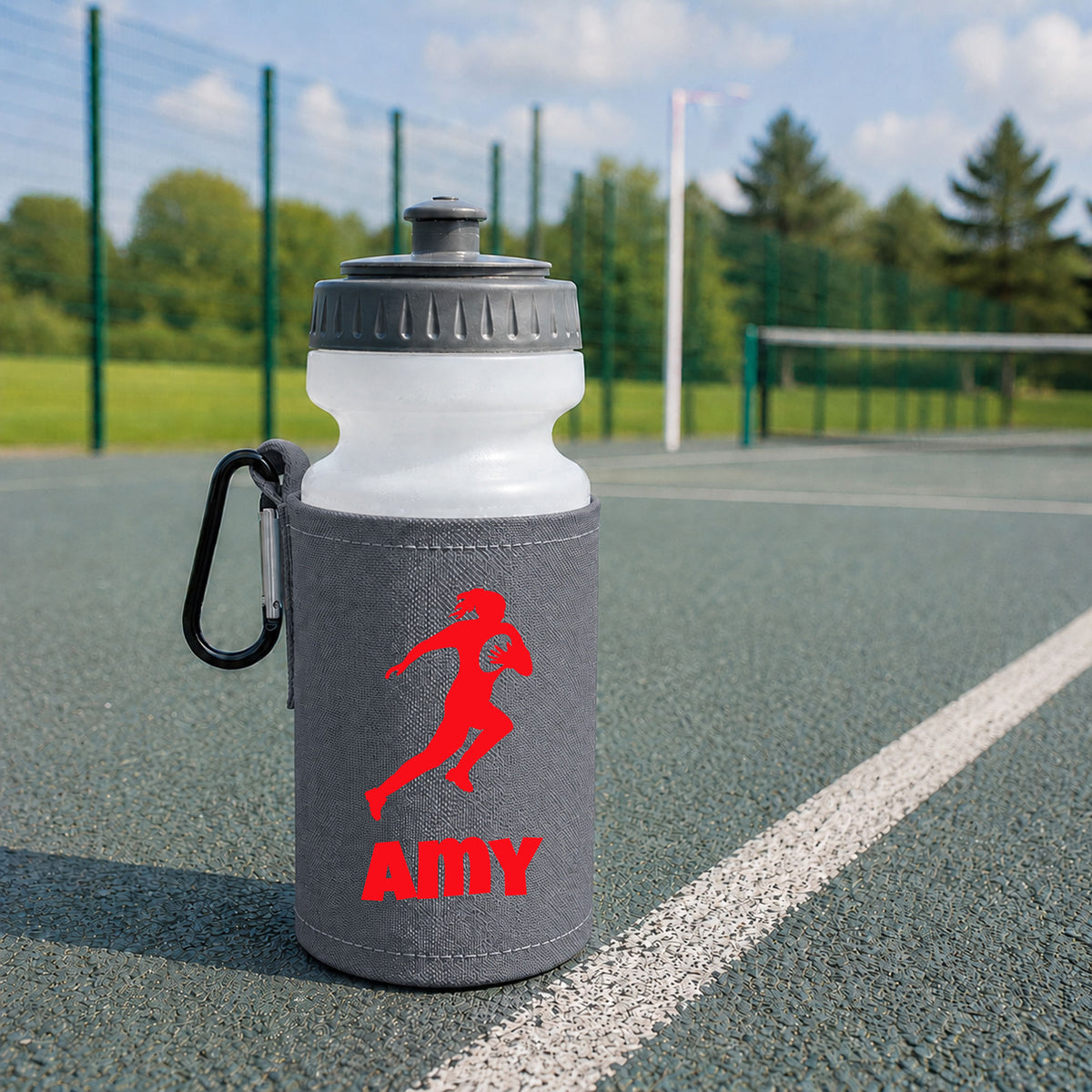 Grey Water Bottle & Holder
