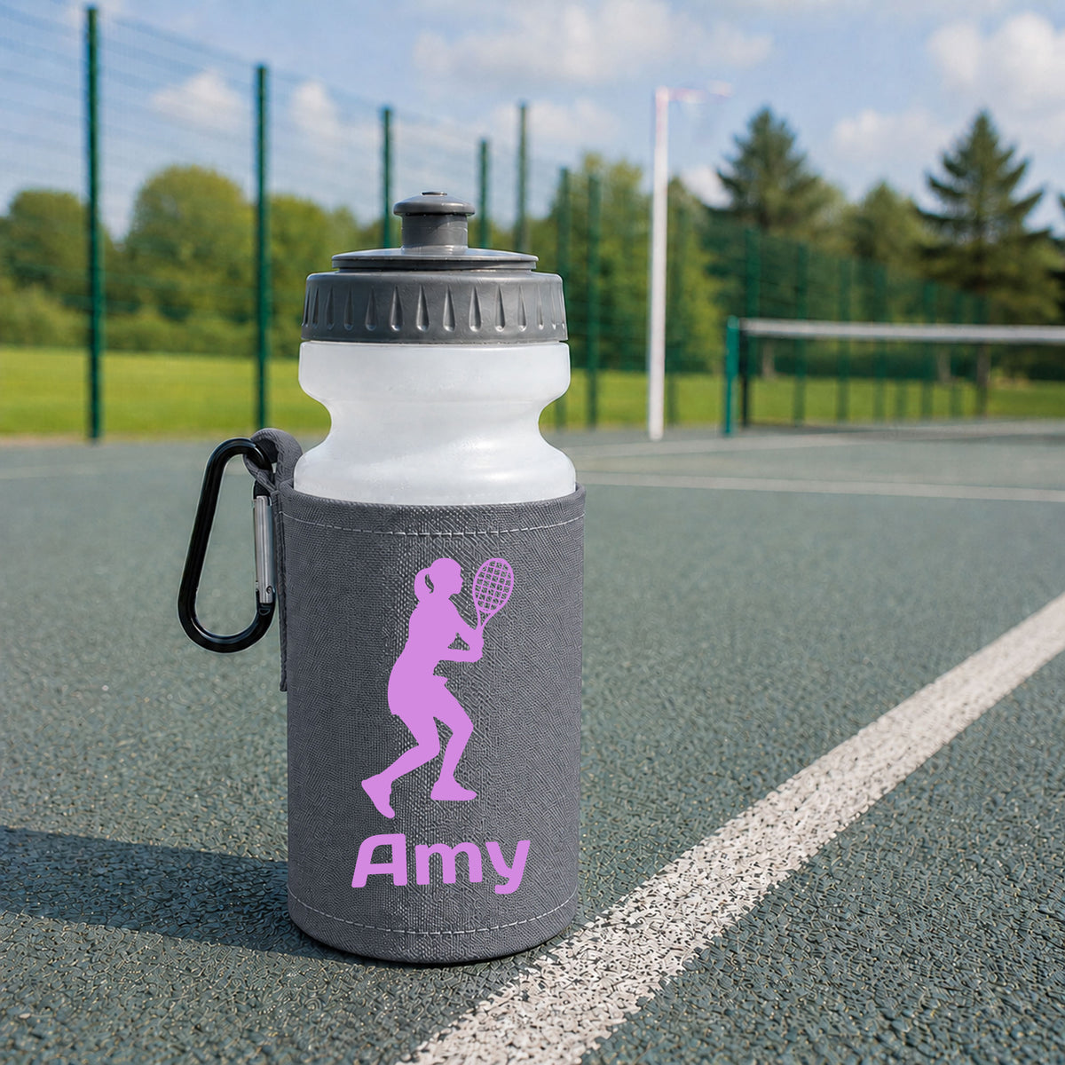 Grey Water Bottle & Holder