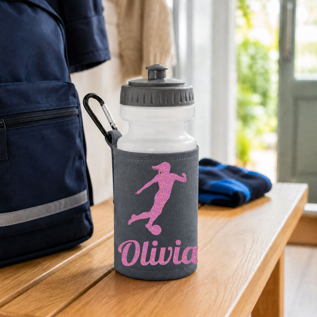 Grey Water Bottle & Holder