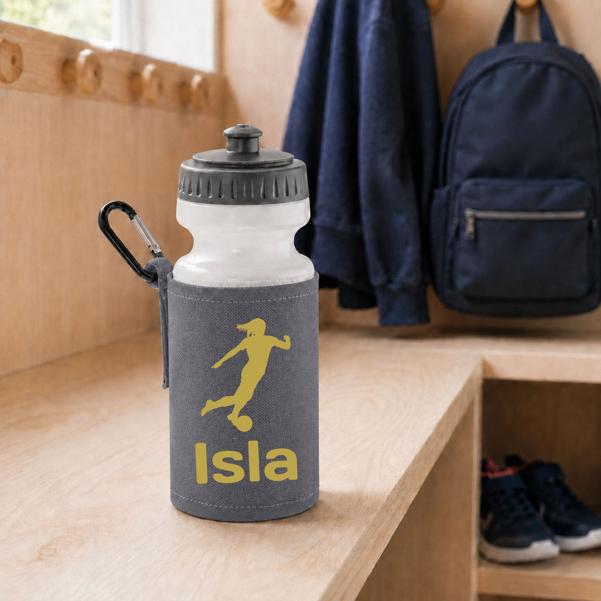 Grey Water Bottle & Holder
