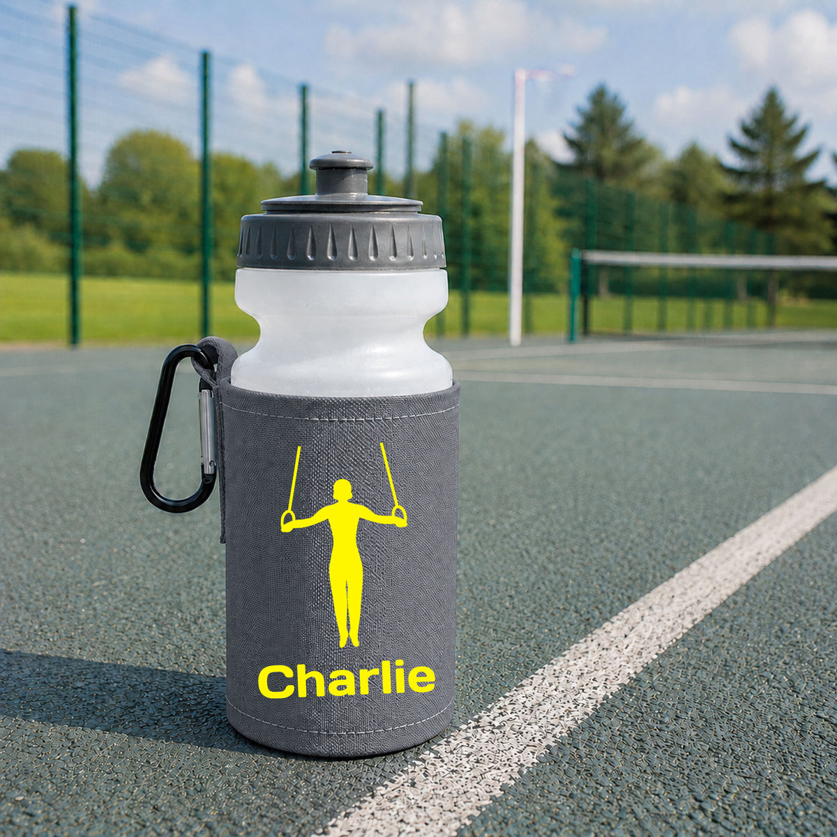 Grey Water Bottle & Holder