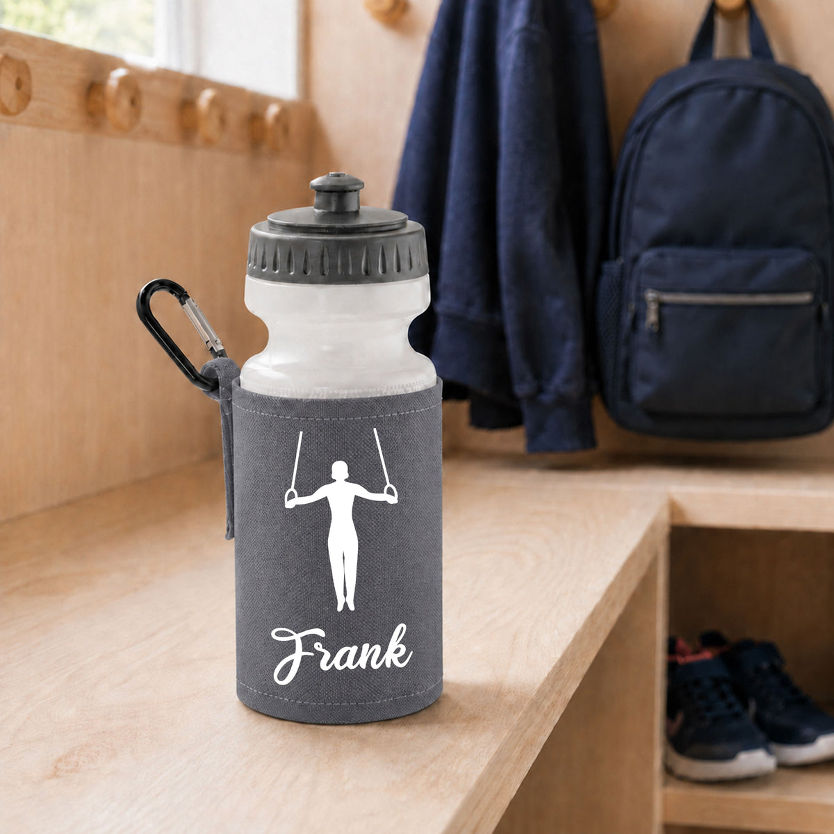Grey Water Bottle & Holder