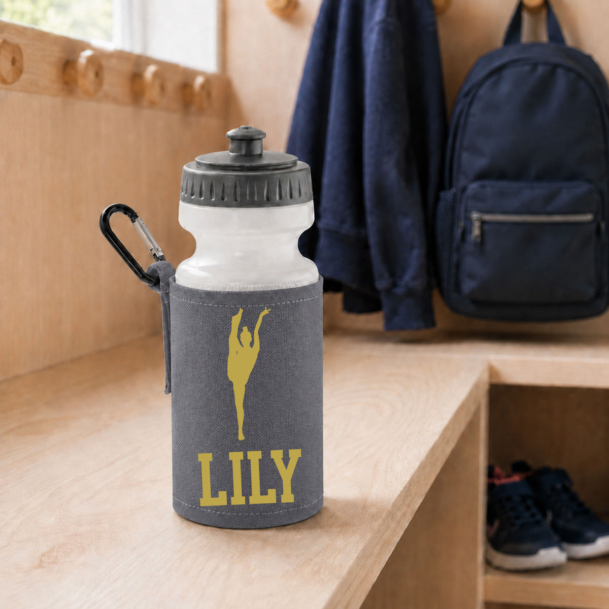 Grey Water Bottle & Holder