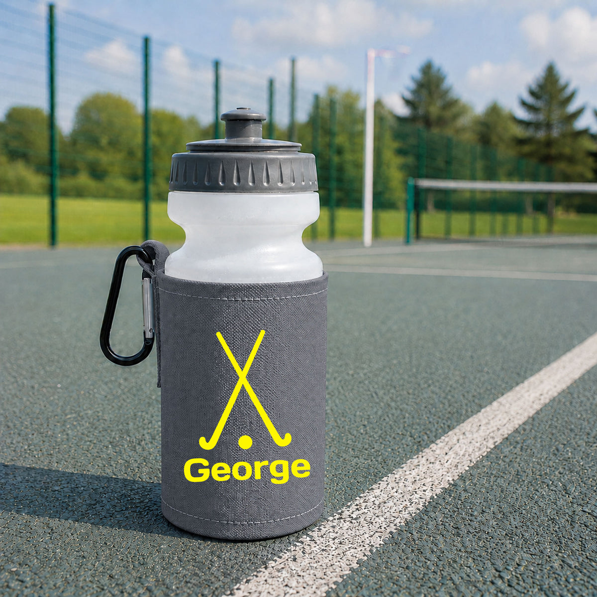 Grey Water Bottle & Holder