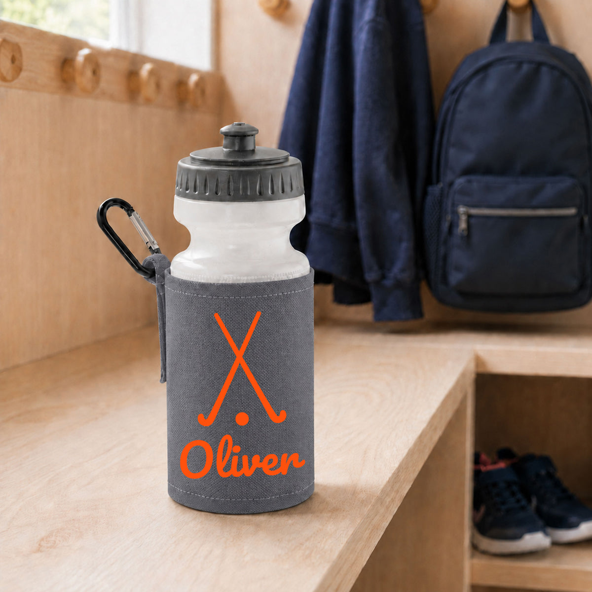 Grey Water Bottle & Holder