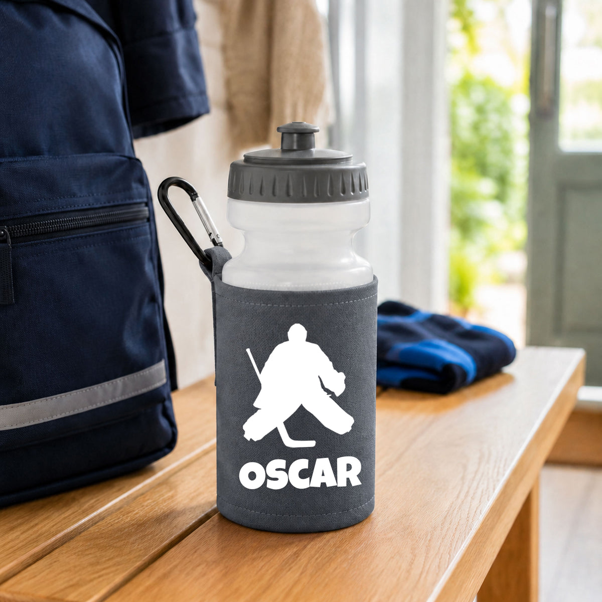 Grey Water Bottle & Holder