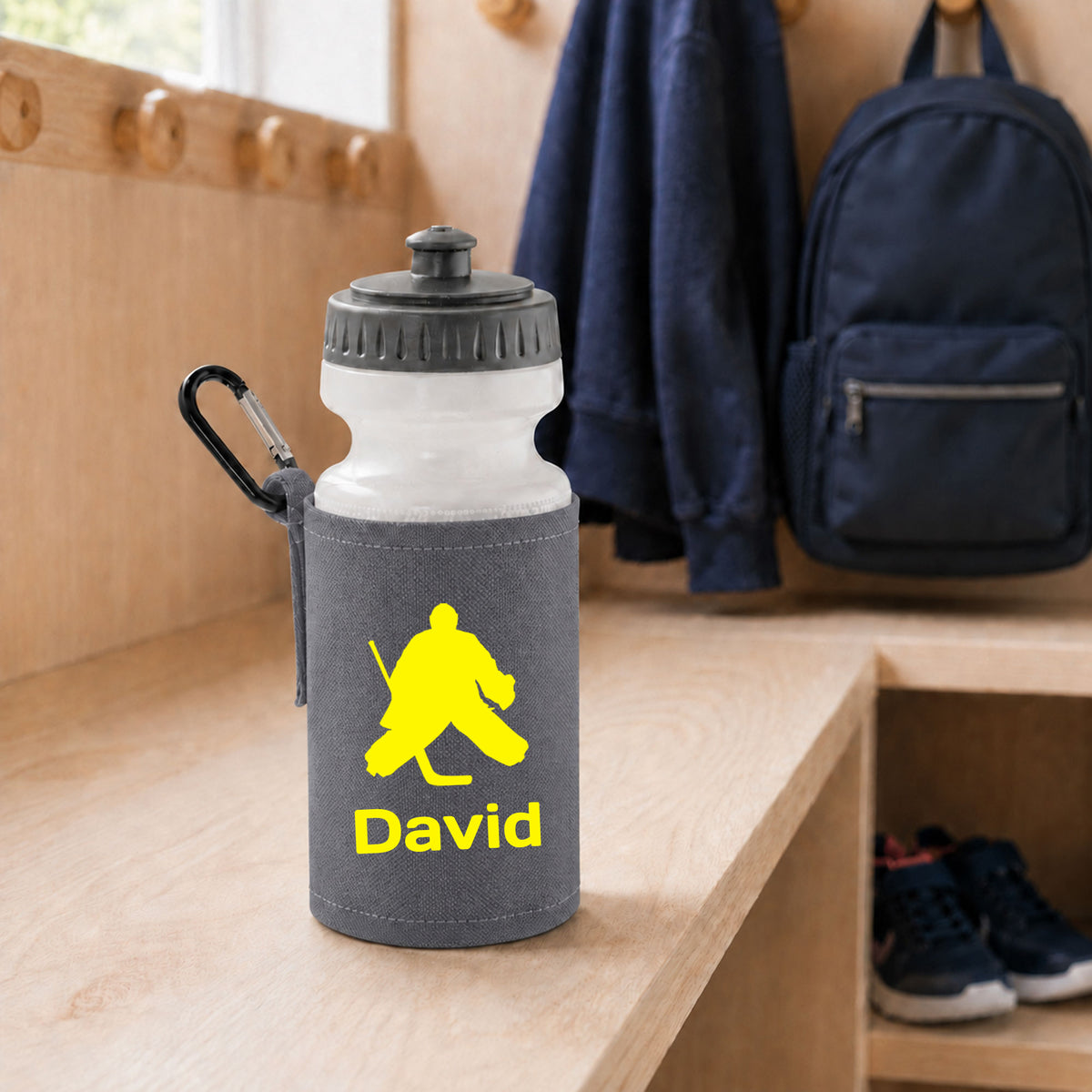 Grey Water Bottle & Holder