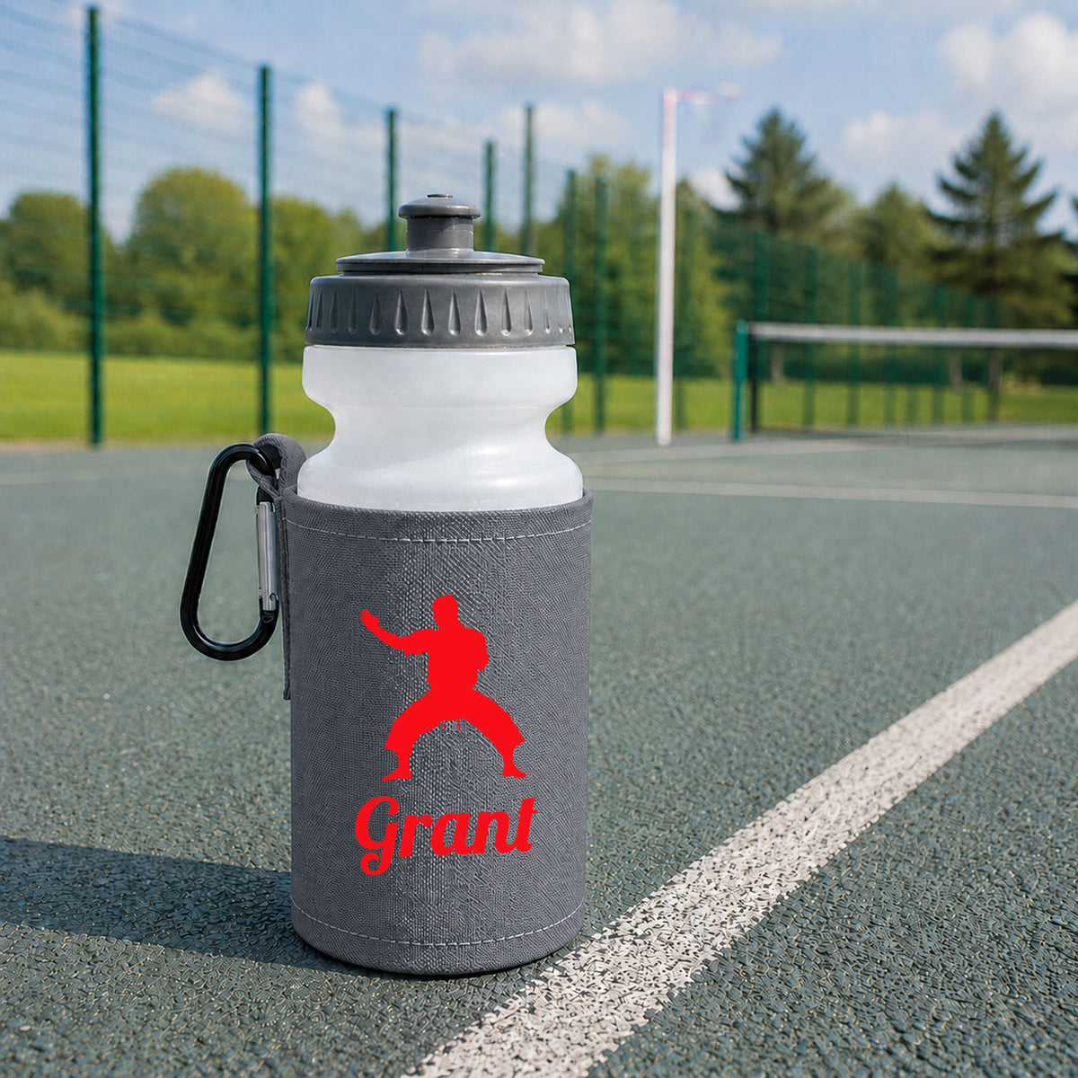 Grey Water Bottle & Holder