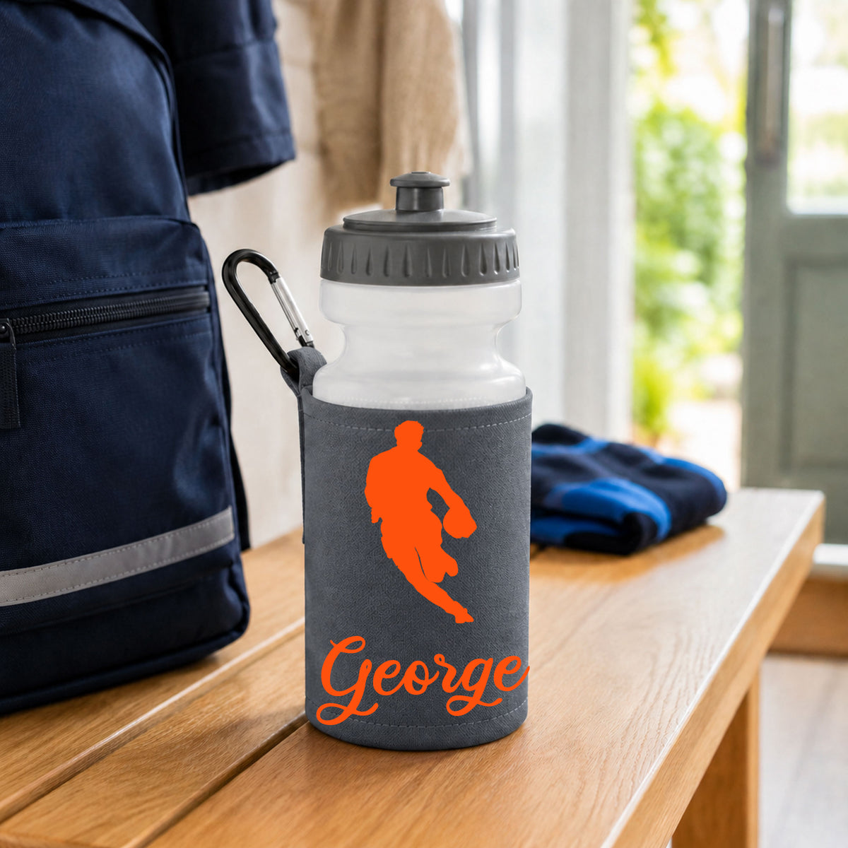 Grey Water Bottle & Holder