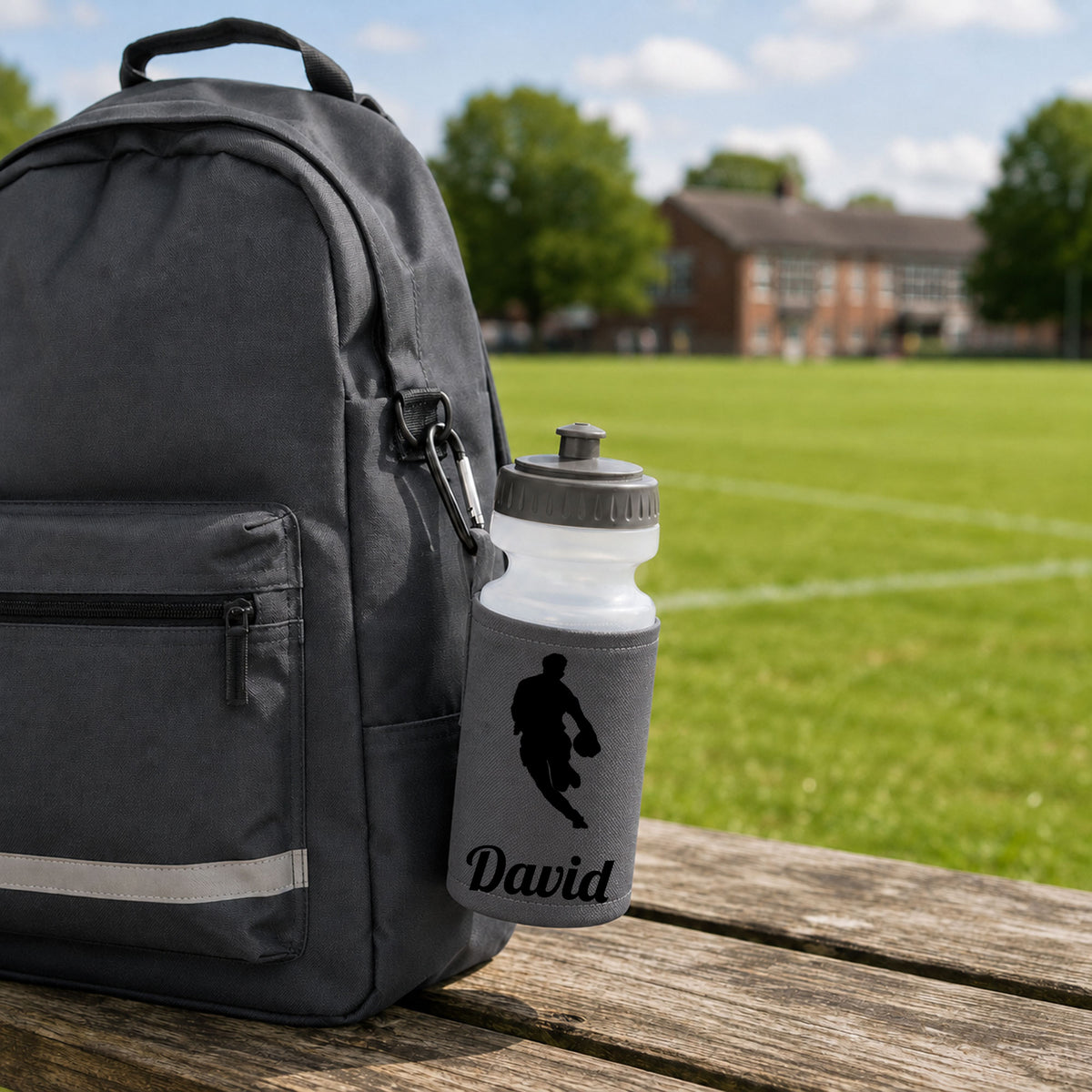Grey Water Bottle & Holder