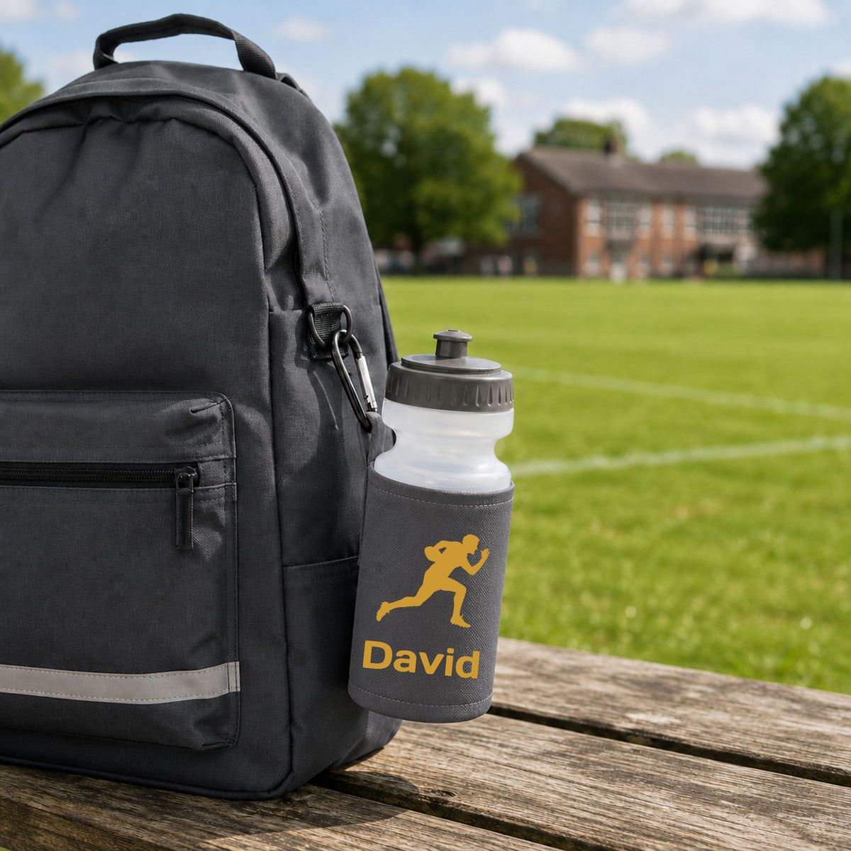 Grey Water Bottle & Holder