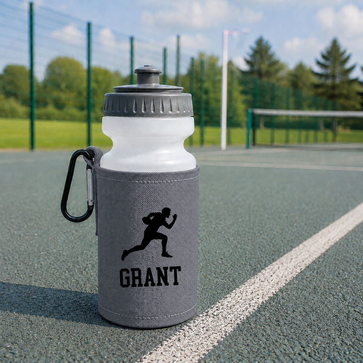 Grey Water Bottle & Holder