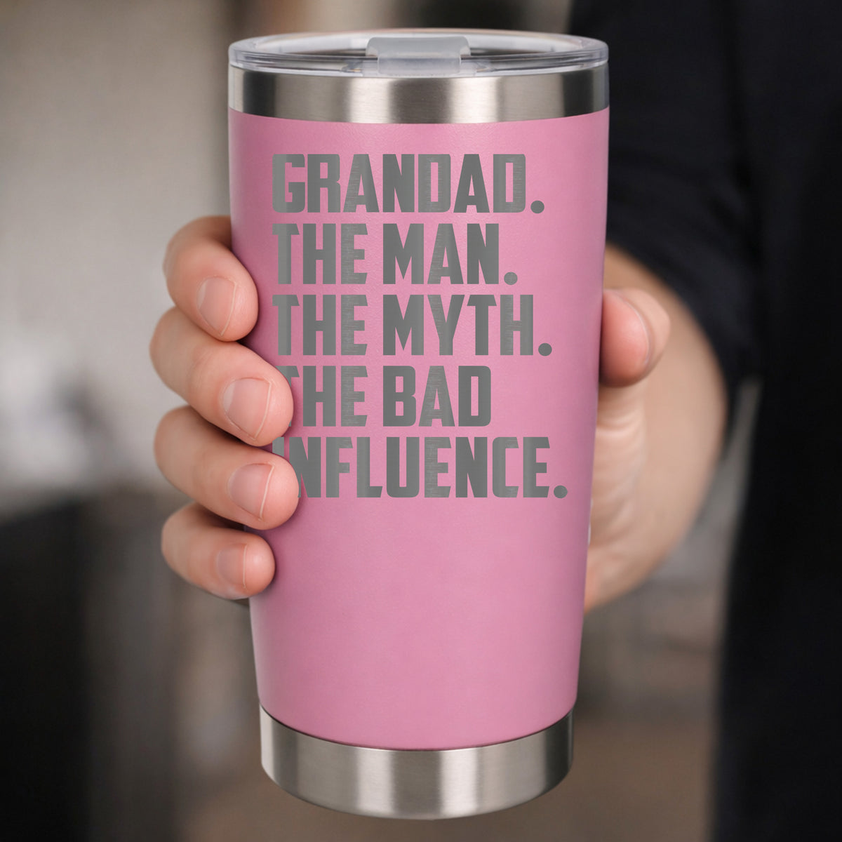 Grandad The Man The Myth The Bad Influence Engraved Travel Mug