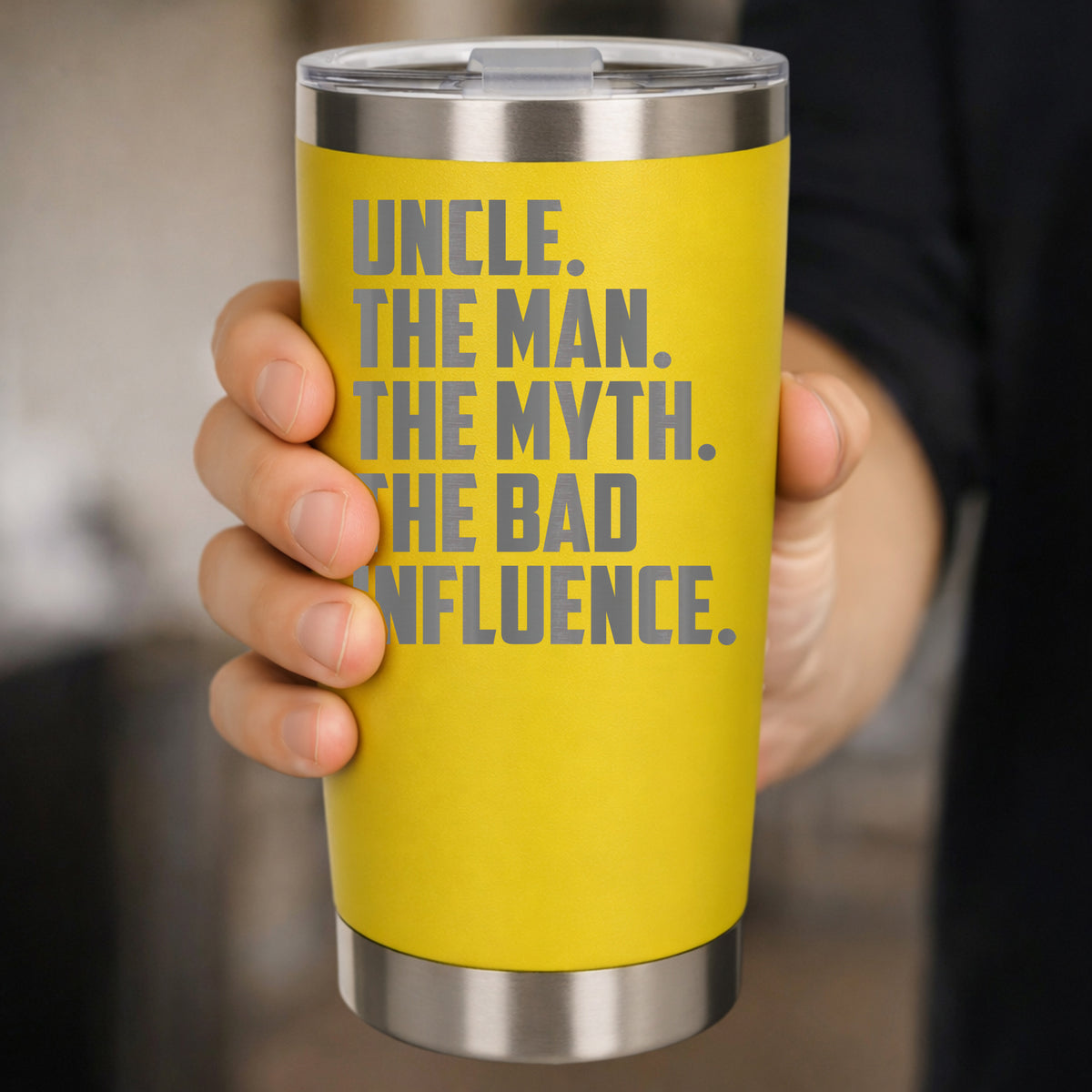 Uncle The Man The Myth The Bad Influence Engraved Travel Mug Birthday Gift