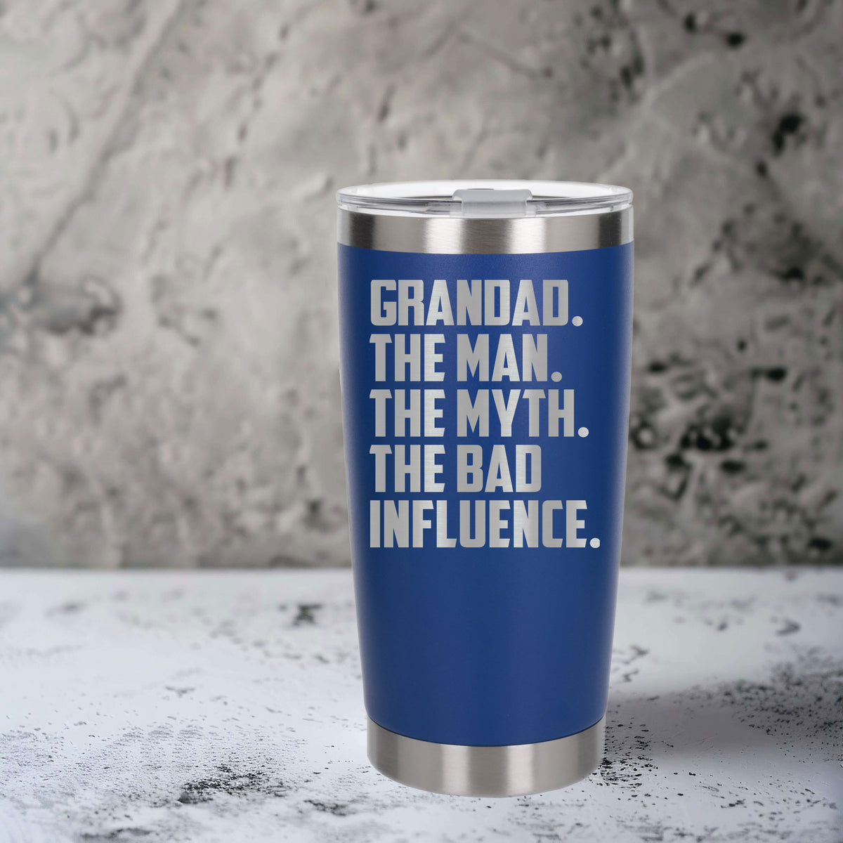 Grandad The Man The Myth The Bad Influence Engraved Travel Mug