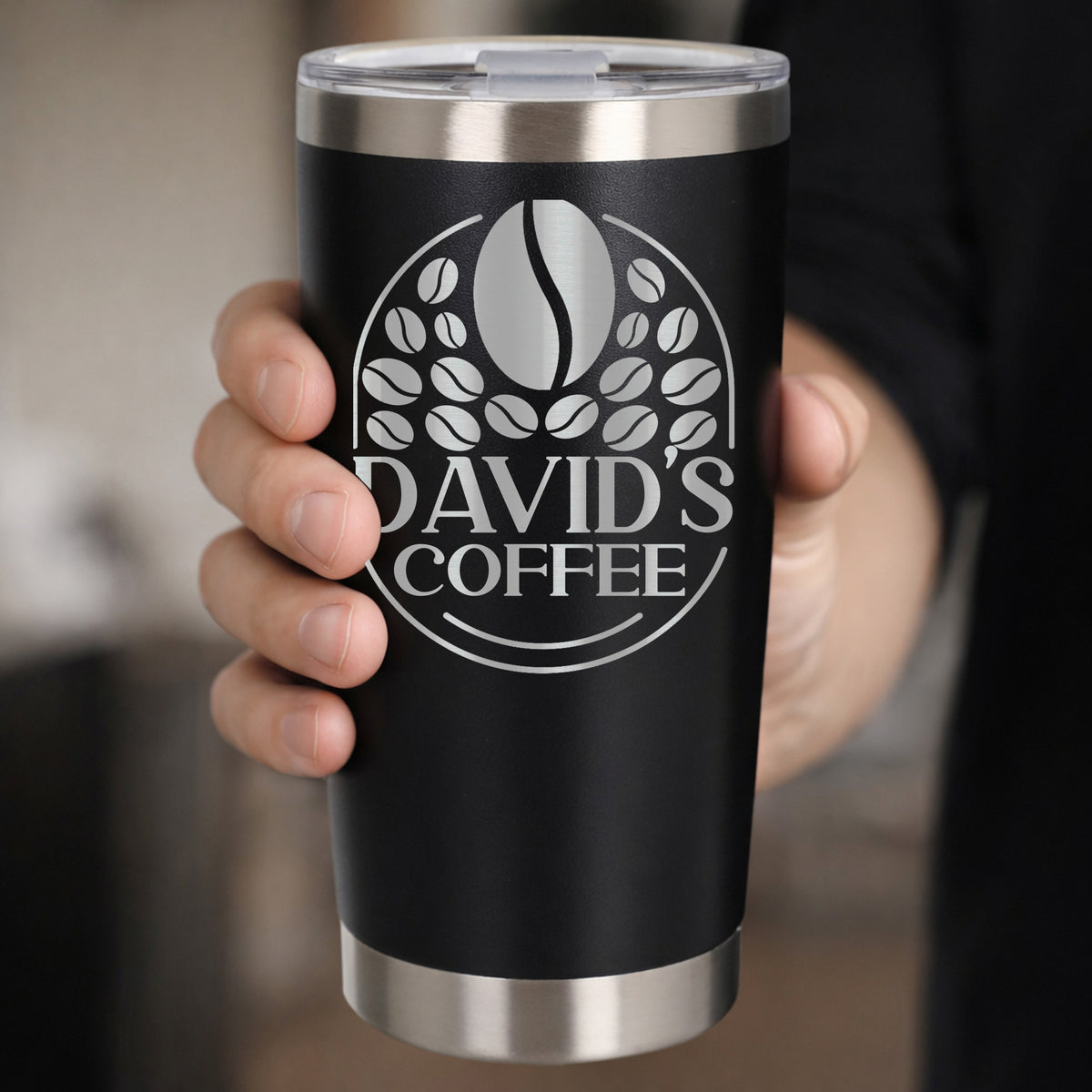 Black Thermal Metal Coffee Cup