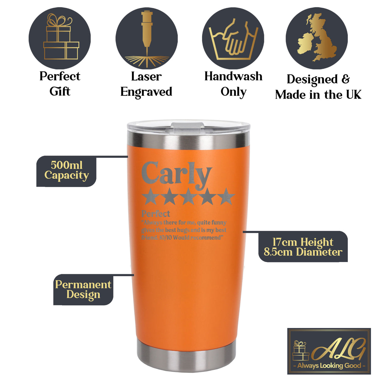 Review Engraved Travel Mug Birthday Gift, Thermal Metal Coffee Cup