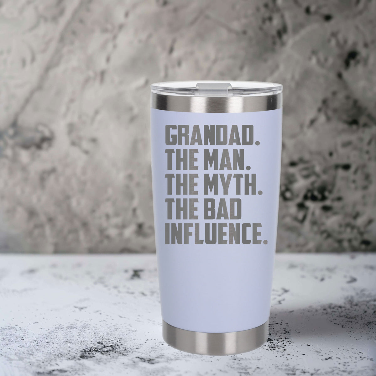 Grandad The Man The Myth The Bad Influence Engraved Travel Mug