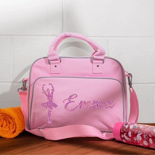 Personalised Dance Bag Kids | Girls Children's Ballet School Bag - Always Looking Good - Pale Pink Ballet Dancer