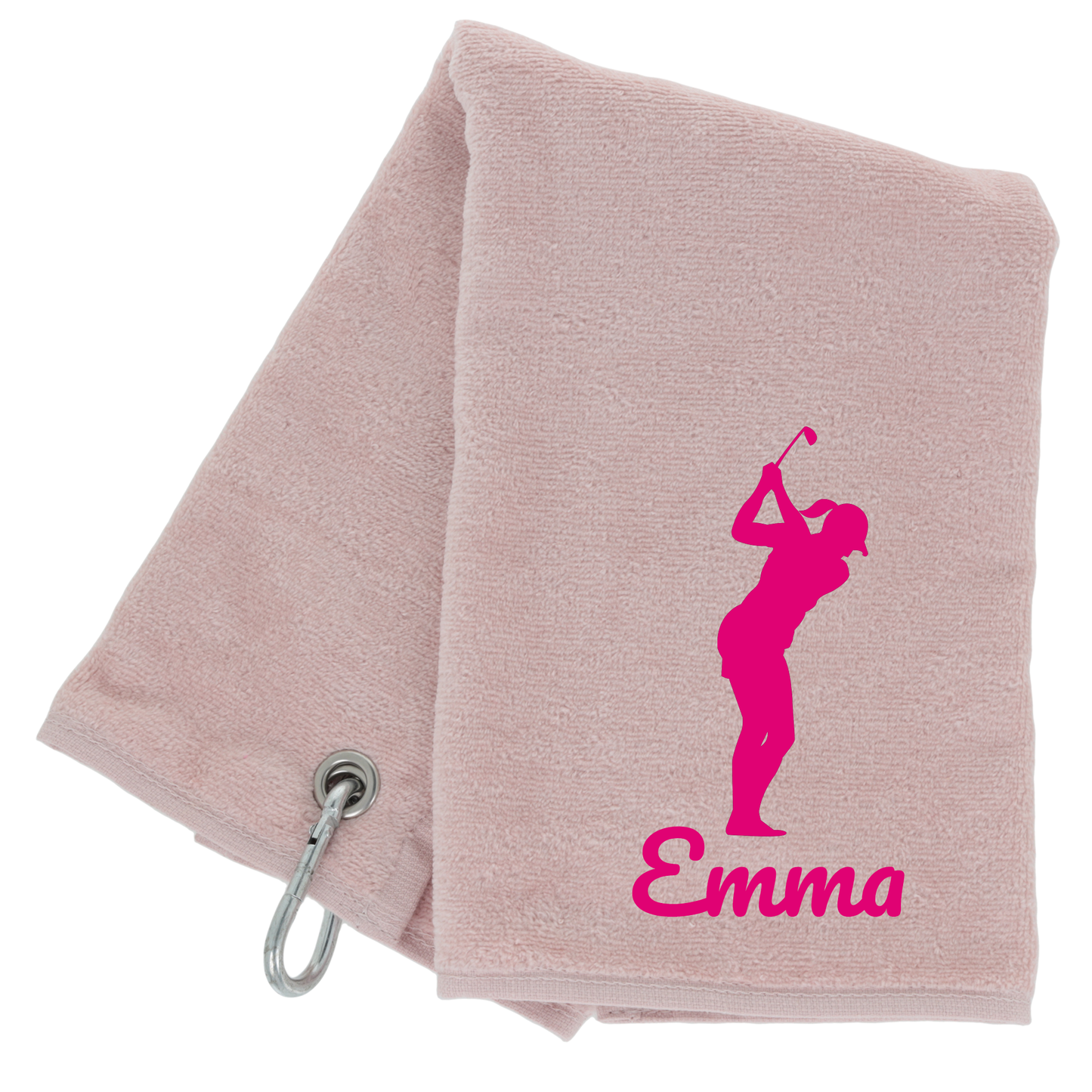 GOLF Towel Personalised - Embroidered Trifold Towel with Carabiner Clip