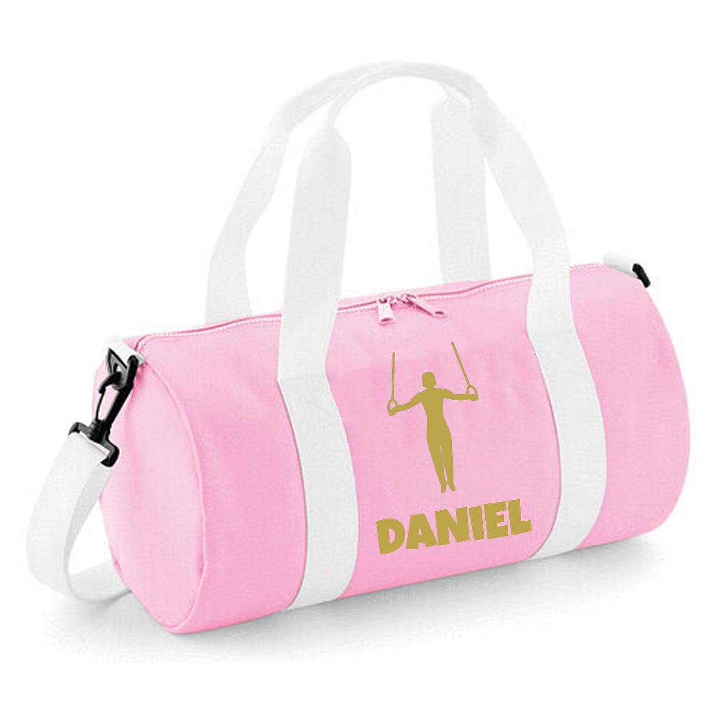 Personalised Gymnast Ring Design Barrel Sports Bag with Childs Name