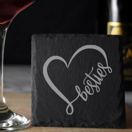 Besties Engraved Whisky Glass and/or Coaster Set - Always Looking Good - Square Coaster Only