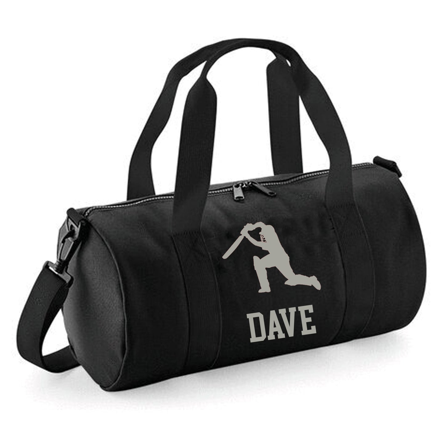 Personalised Cricket Design Barrel Bag With Cricketers Name