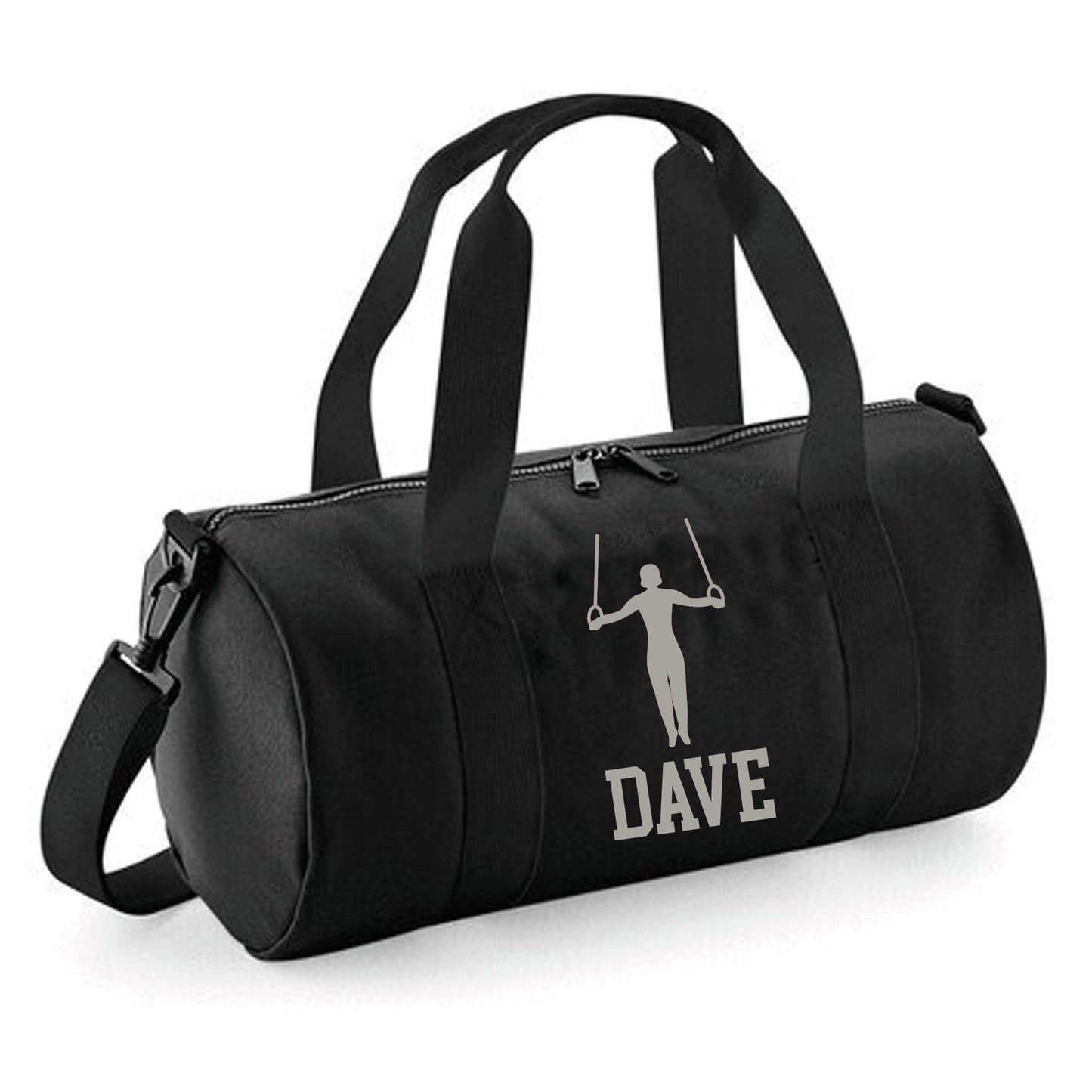 Personalised Gymnast Ring Design Barrel Sports Bag with Childs Name
