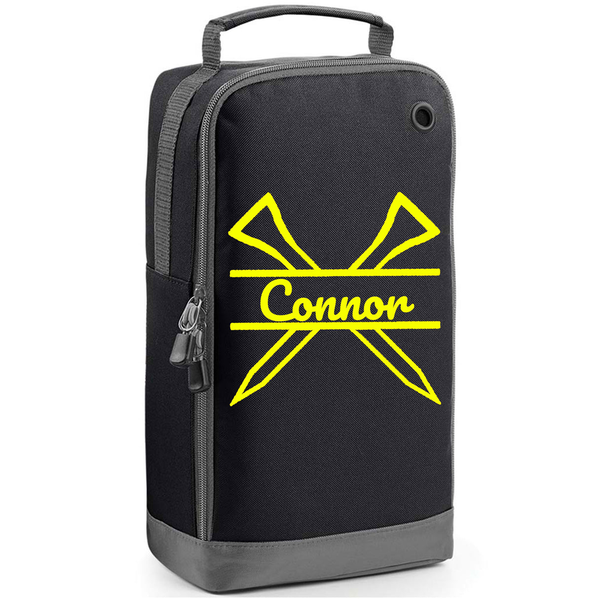 Personalised Golf Shoe Bag with Crossed Tees & Name or Initials - Always Looking Good - Black