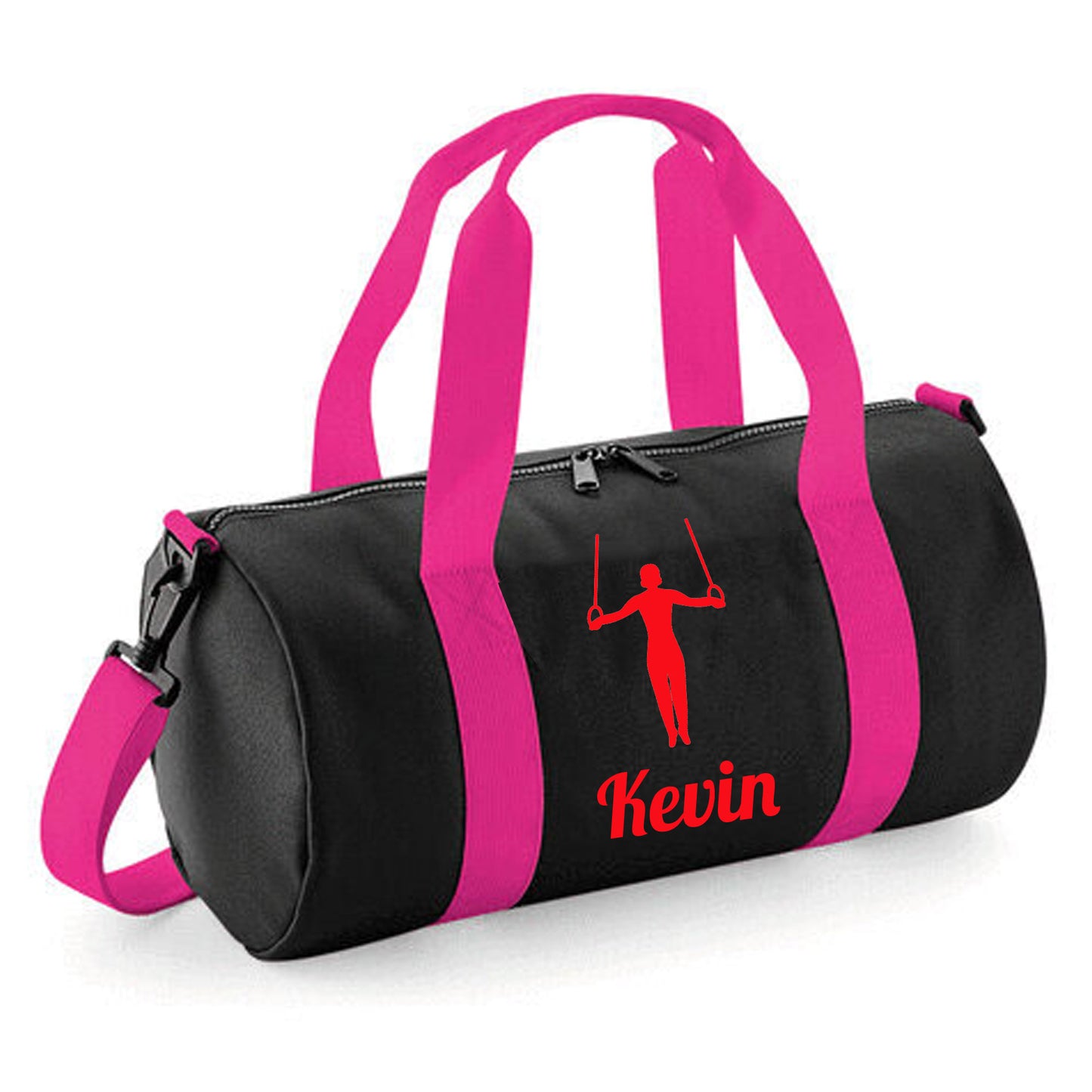 Personalised Gymnast Ring Design Barrel Sports Bag with Childs Name