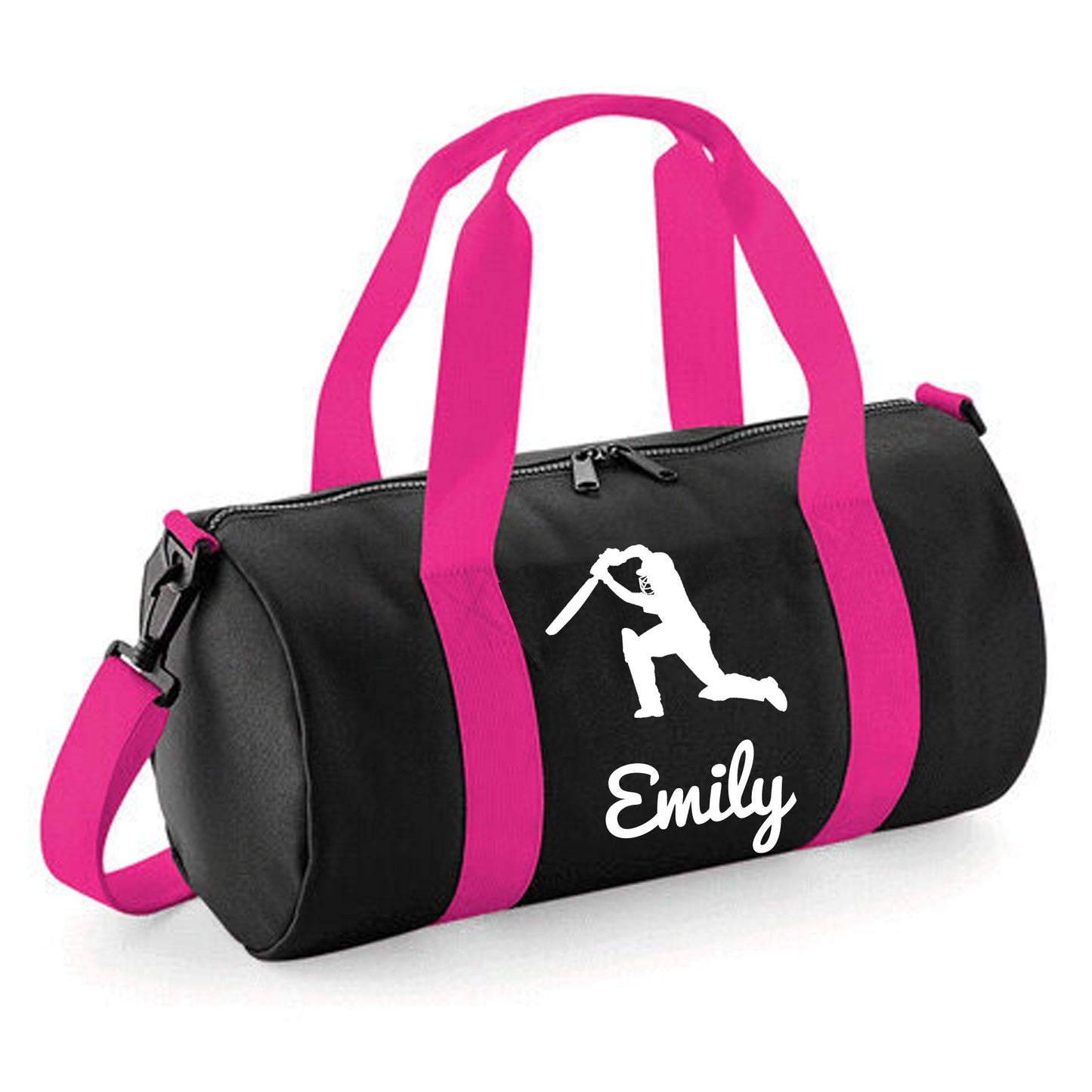 Personalised Cricket Design Barrel Bag With Cricketers Name