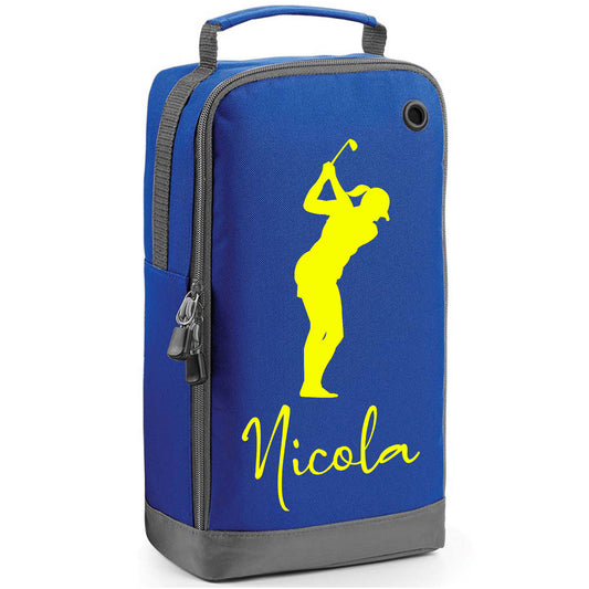 Personalised Golf Shoe Bag with Female Golfer & Name or Initials - Always Looking Good -