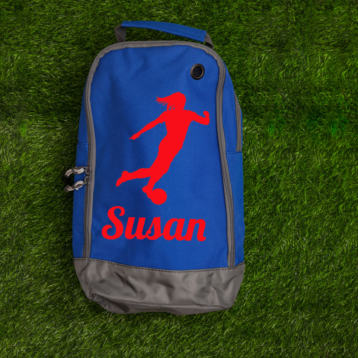 Football Boot Bag or Shoe Bag – Personalised with Name | Female Footballer Design
