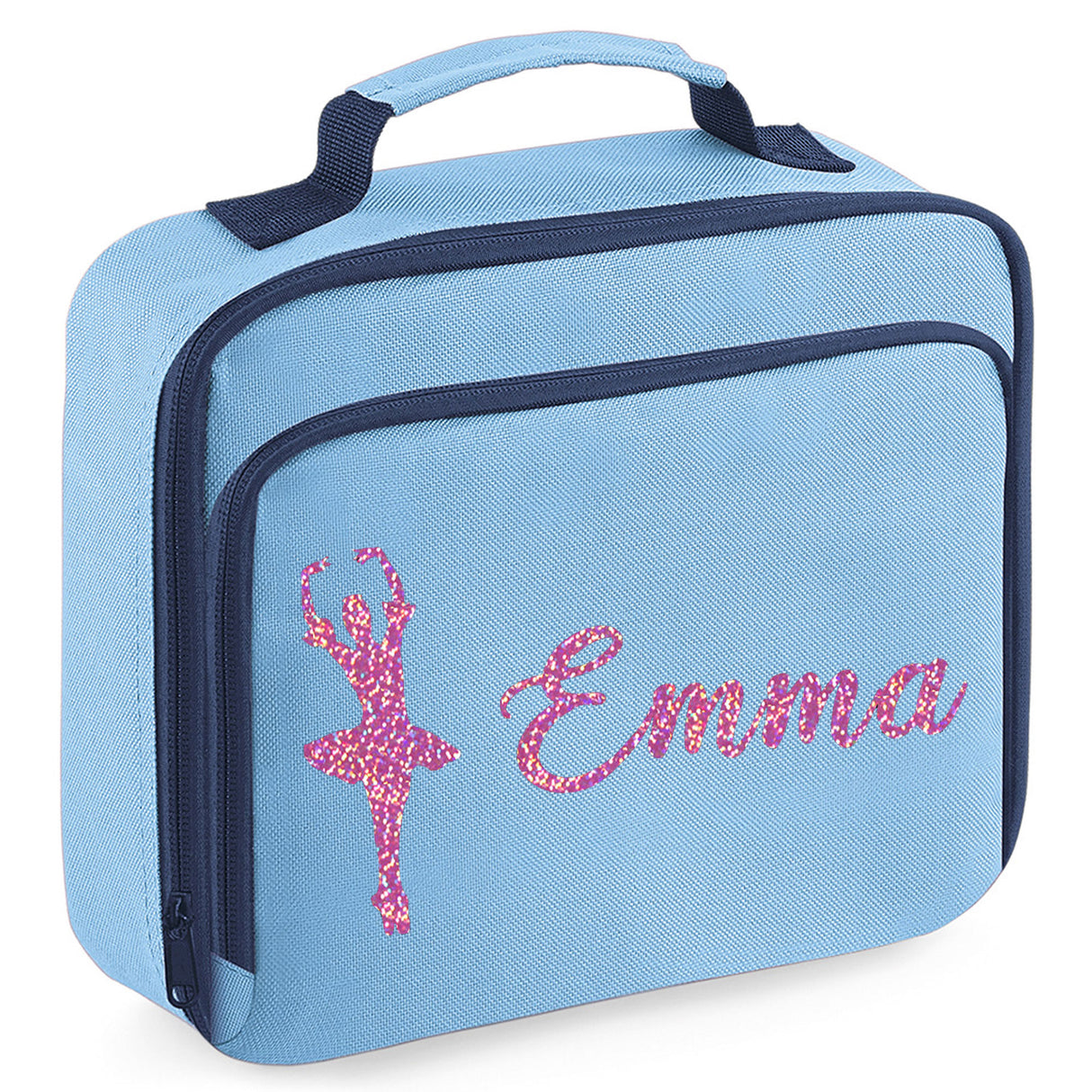 Personalised Lunch Bag with Ballet Design Childs School Lunch Box - Always Looking Good - Blue Ballerina