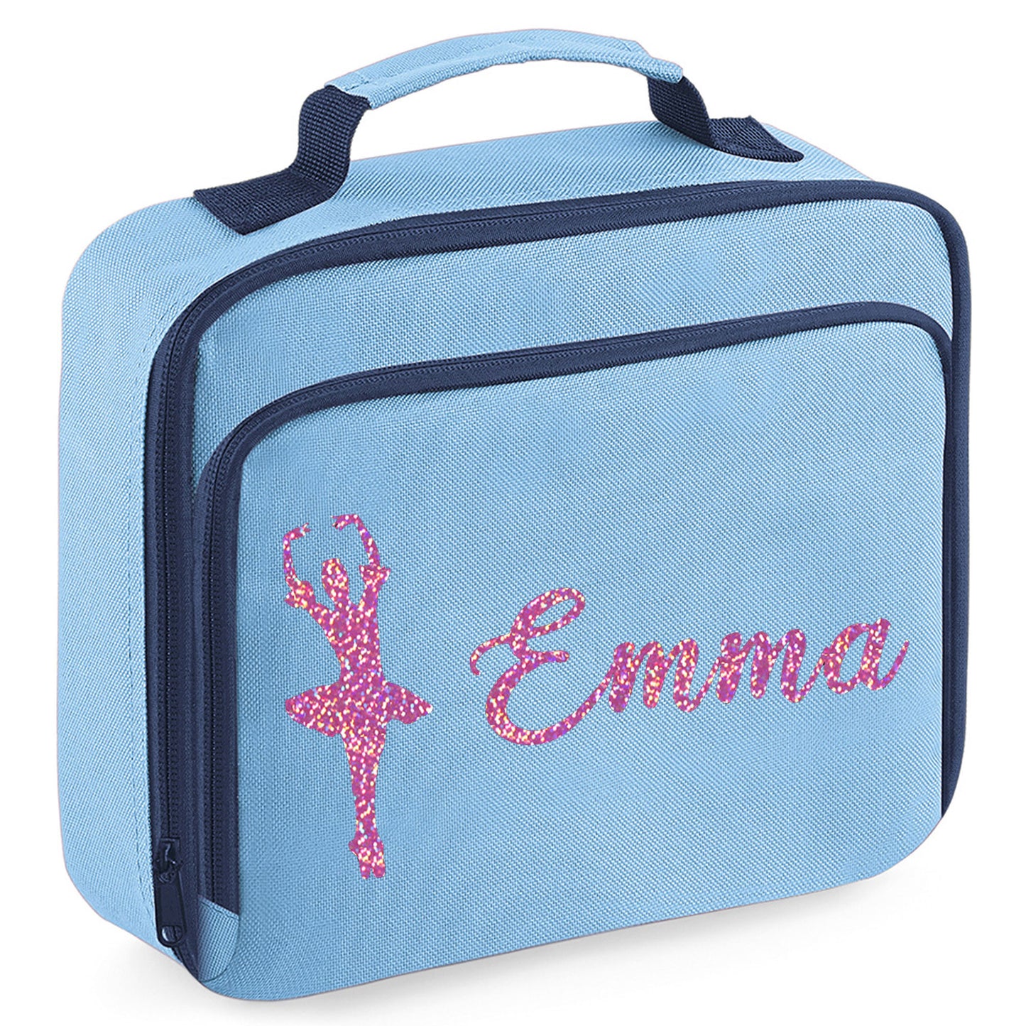 Personalised Lunch Bag with Ballet Design Childs School Lunch Box - Always Looking Good - Blue Ballerina