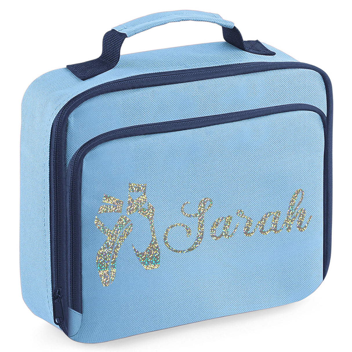 Personalised Lunch Bag with Ballet Design Childs School Lunch Box - Always Looking Good - Blue Ballet Shoes