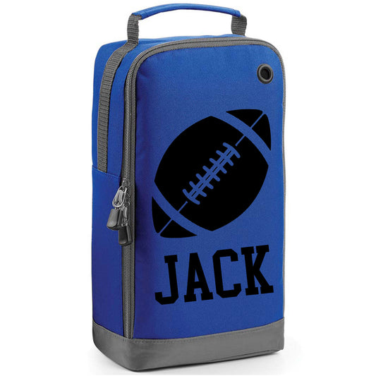 Personalised Rugby Boot Bag with Design & Name - Always Looking Good - Black - Royal Blue