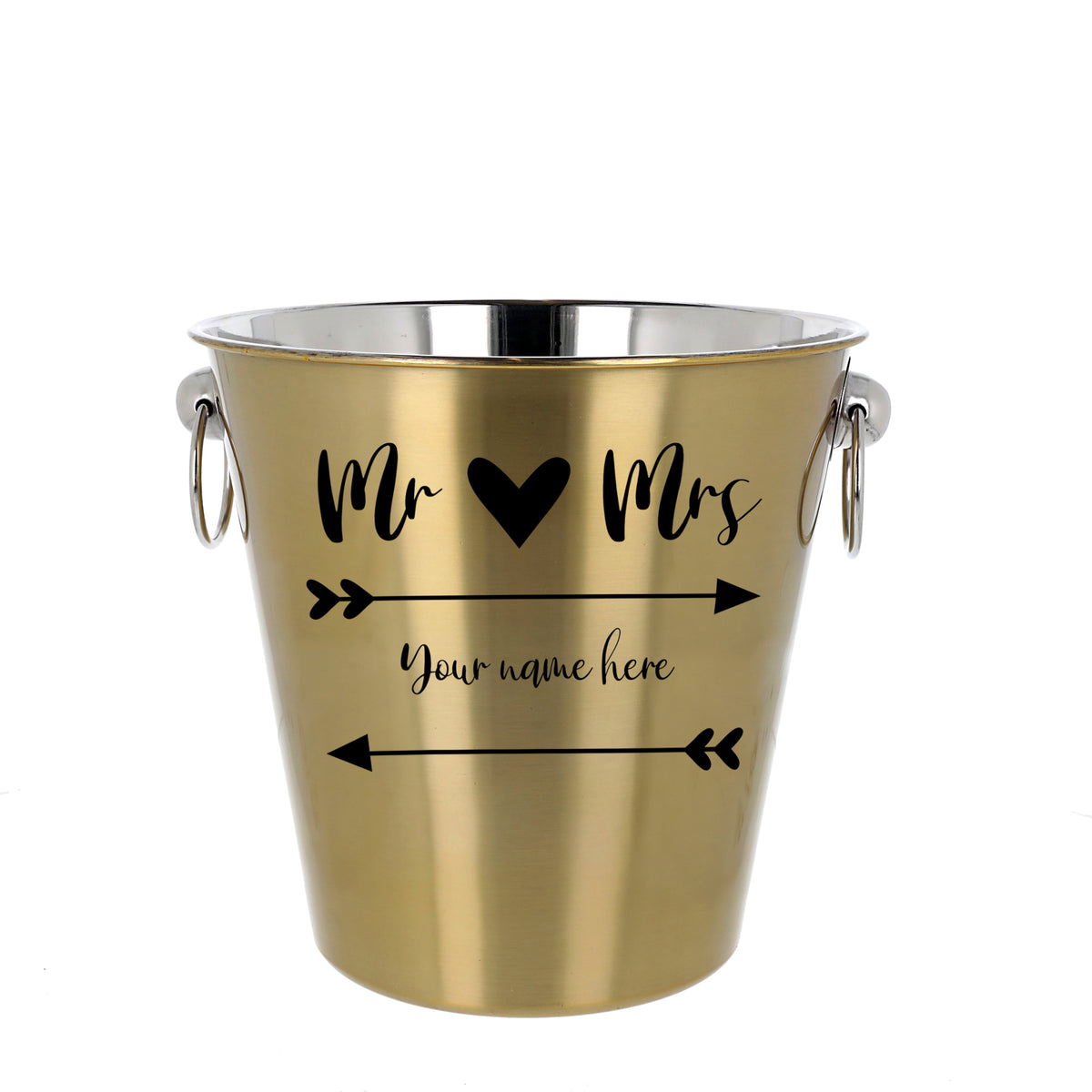 Personalised Wedding Gold Ice Bucket With matching Champagne Glasses - Always Looking Good -
