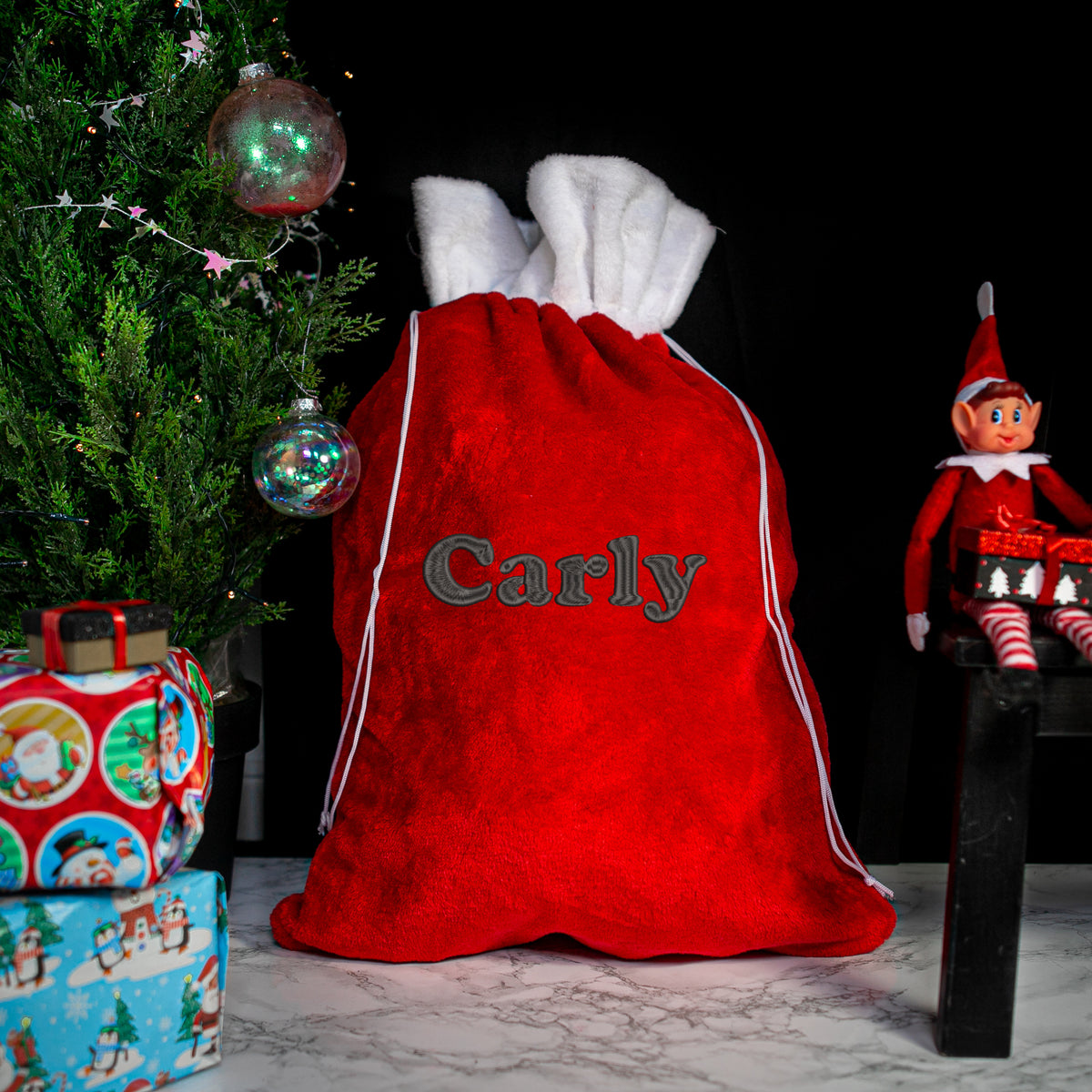 Personalised Embroidered Large Plush Santa Sack Stocking - Always Looking Good -