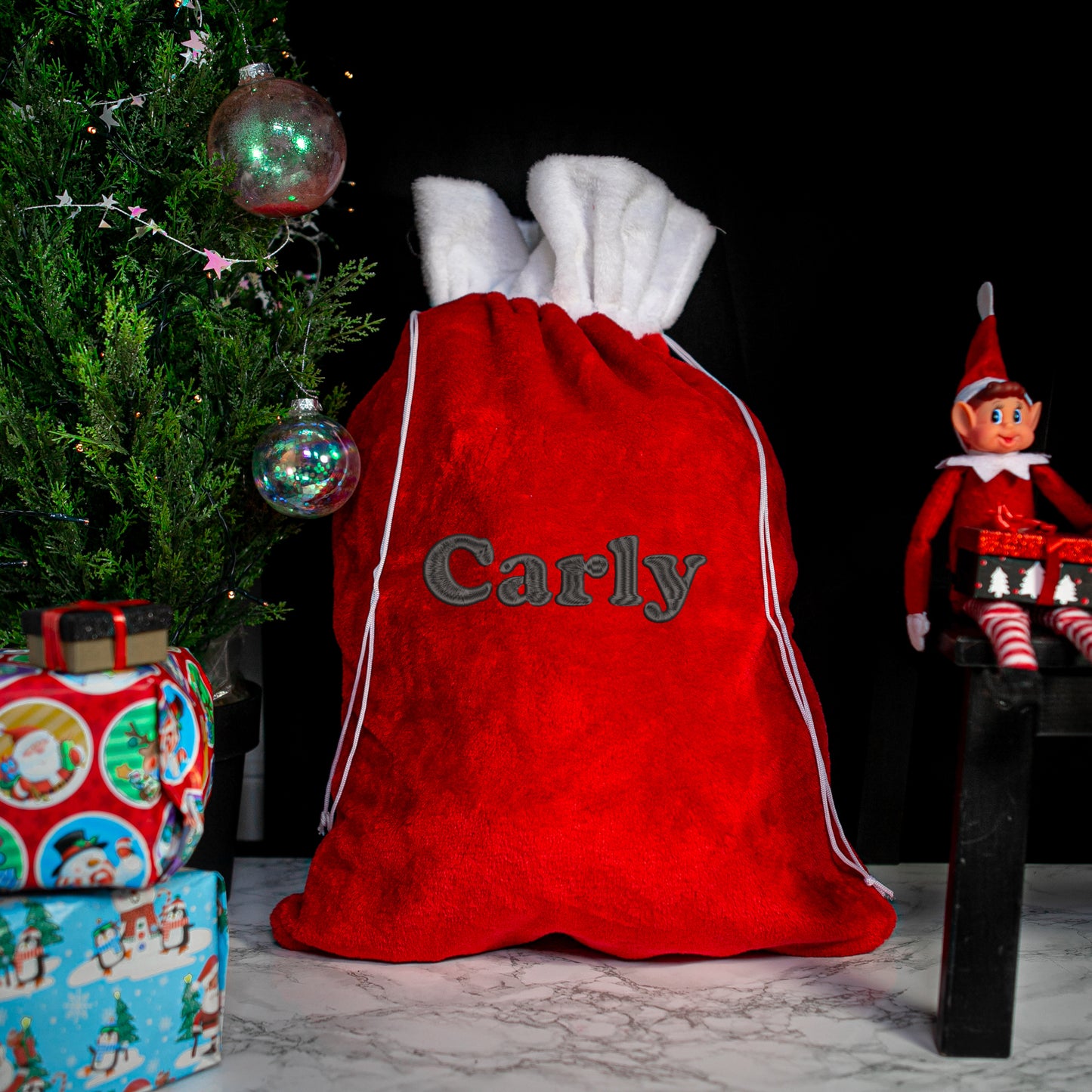 Personalised Embroidered Large Plush Santa Sack Stocking - Always Looking Good -