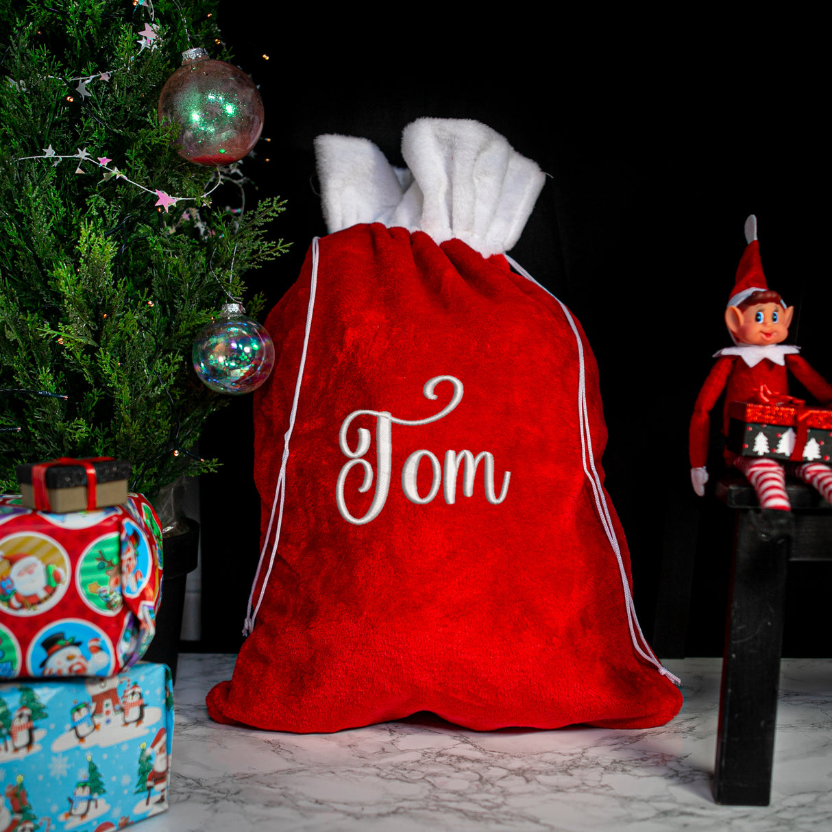 Personalised Embroidered Large Plush Santa Sack Stocking - Always Looking Good -
