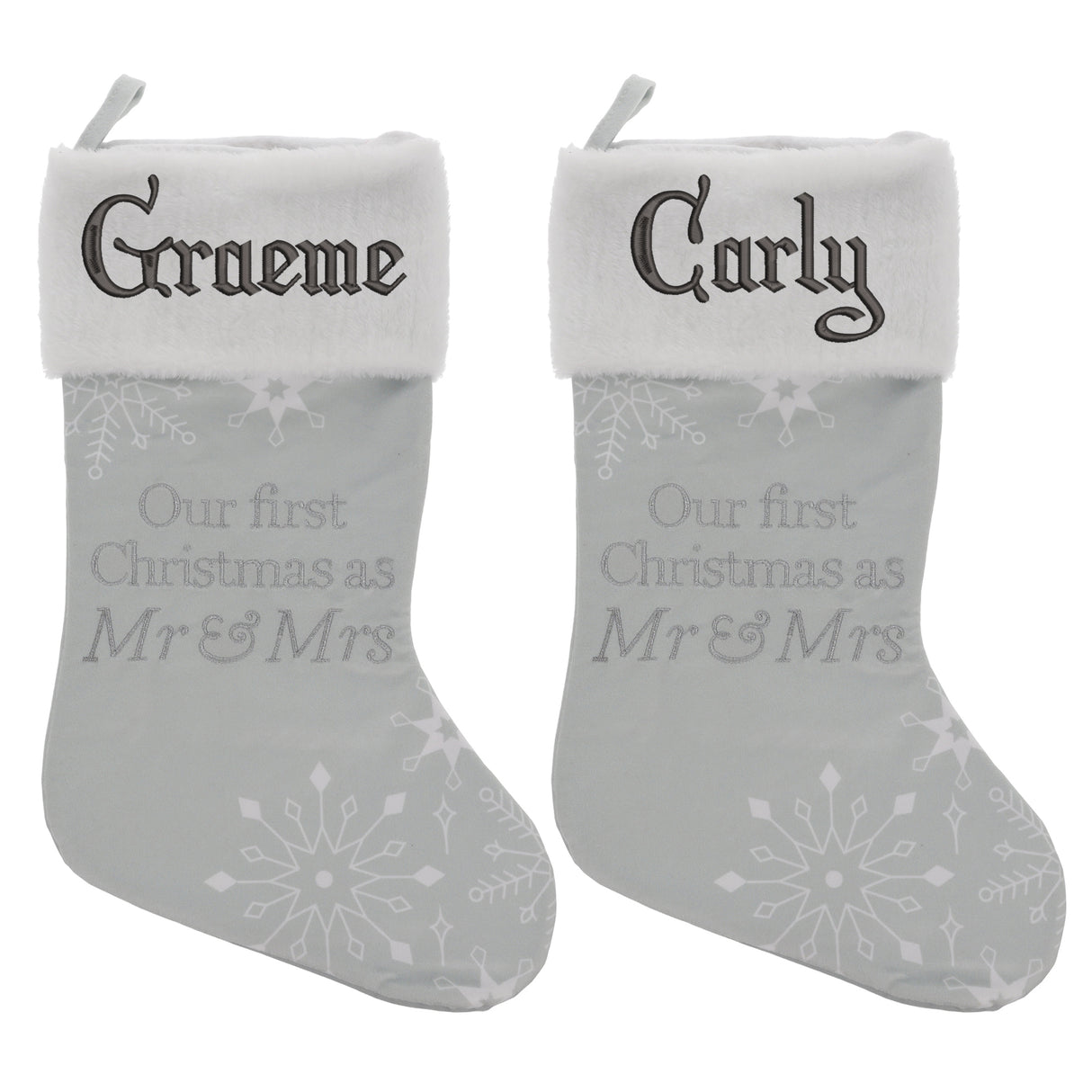 Embroidered Personalised Mr & Mrs First Christmas Stocking - Always Looking Good -
