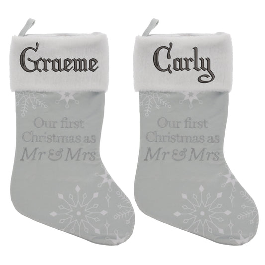 Embroidered Personalised Mr & Mrs First Christmas Stocking - Always Looking Good -