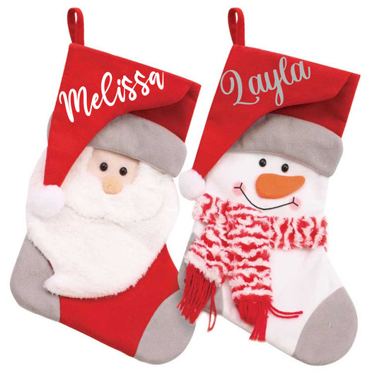 Embroidered Personalised 3D Christmas Stocking With Santa Or Snowman Design - Always Looking Good -
