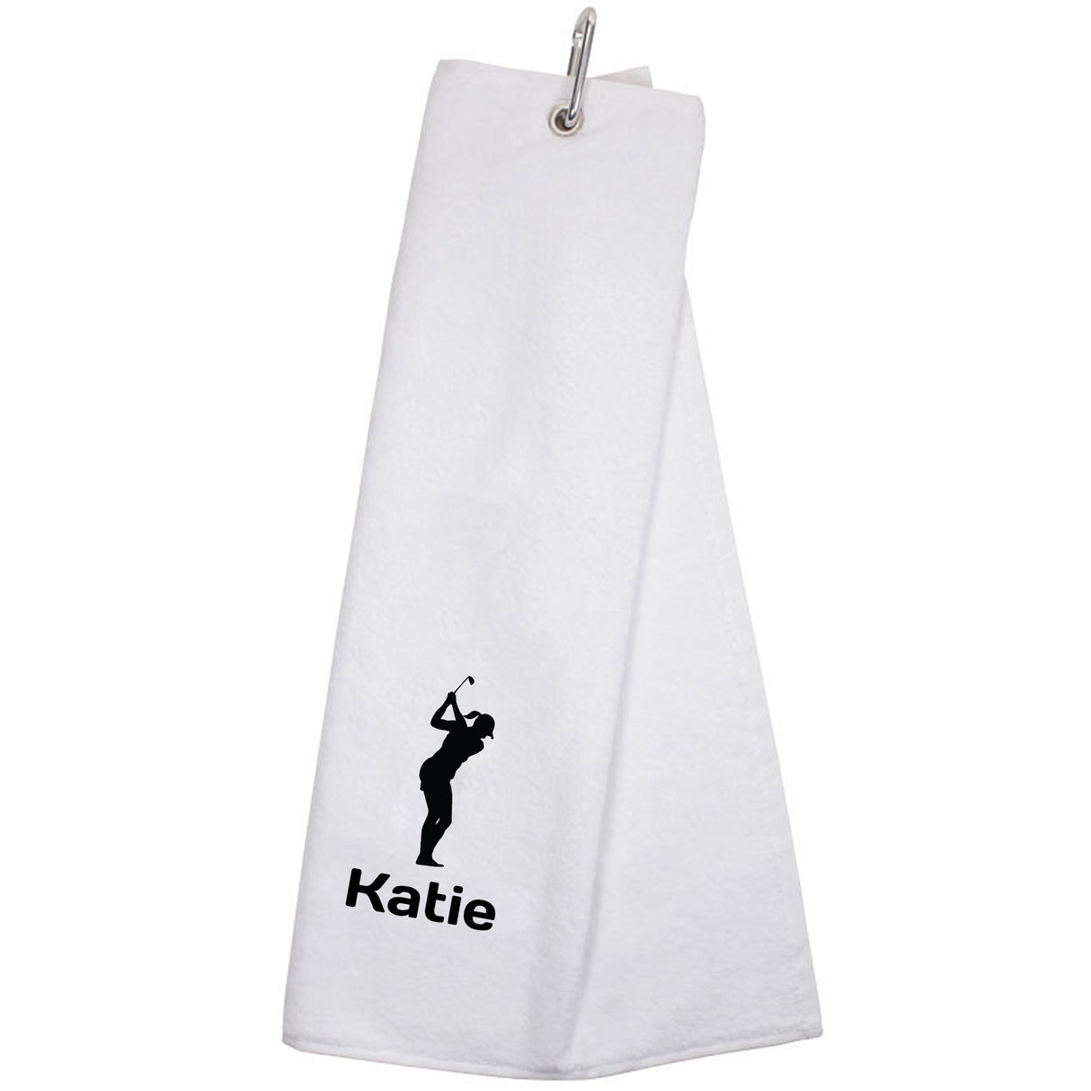 Personalised GOLF Towel - Embroidered Trifold Towel with Carabiner Clip
