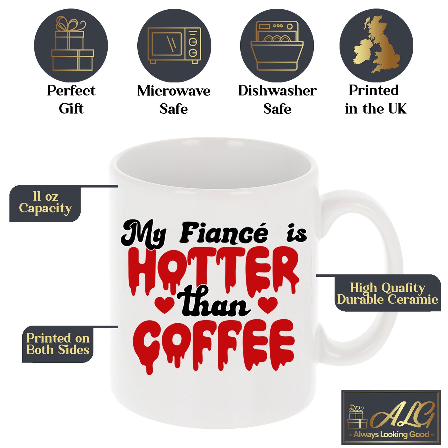 My Fiancé/Fiancée Is Hotter Than Coffee Mug and/or Coaster Gift - Always Looking Good -