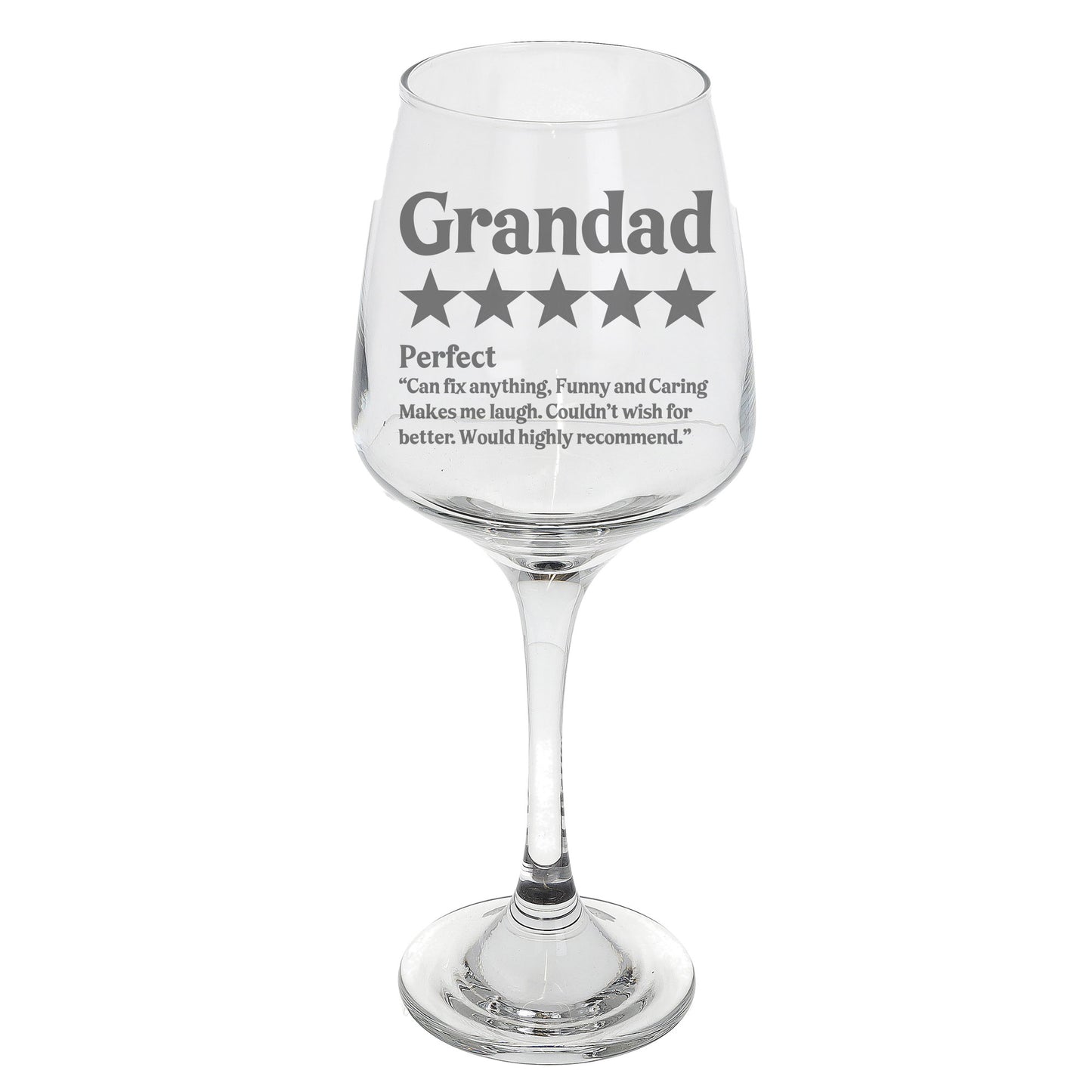 Personalised Novelty 5 Star Review Engraved Wine Glass and/or Coaster Set - Always Looking Good - Wine Glass On Its Own