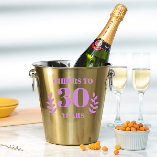 Personalised Gold Ice Bucket & Glass 30th Birthday Gift with Name  - Always Looking Good -
