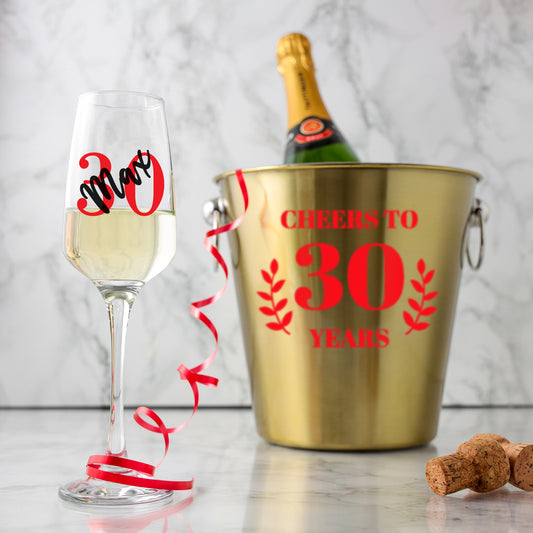 Personalised Gold Ice Bucket & Glass 30th Birthday Gift with Name  - Always Looking Good -